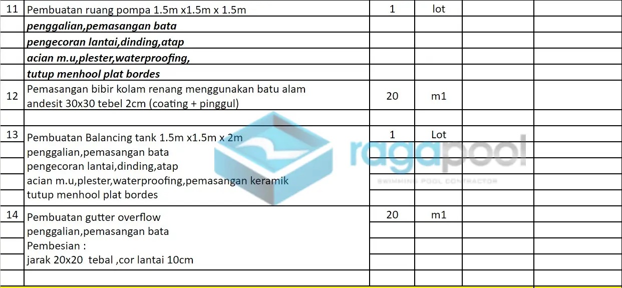 structure dan finishing kolam renang overflow