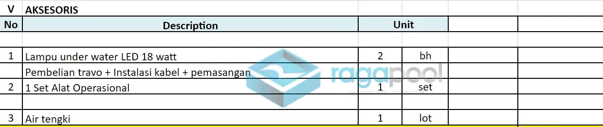 tabel aksesoris kolam renang skimmer